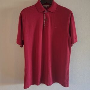 Burberry London Men's Polo Shirt Solid Red 100% Cotton Logo Embroidery China